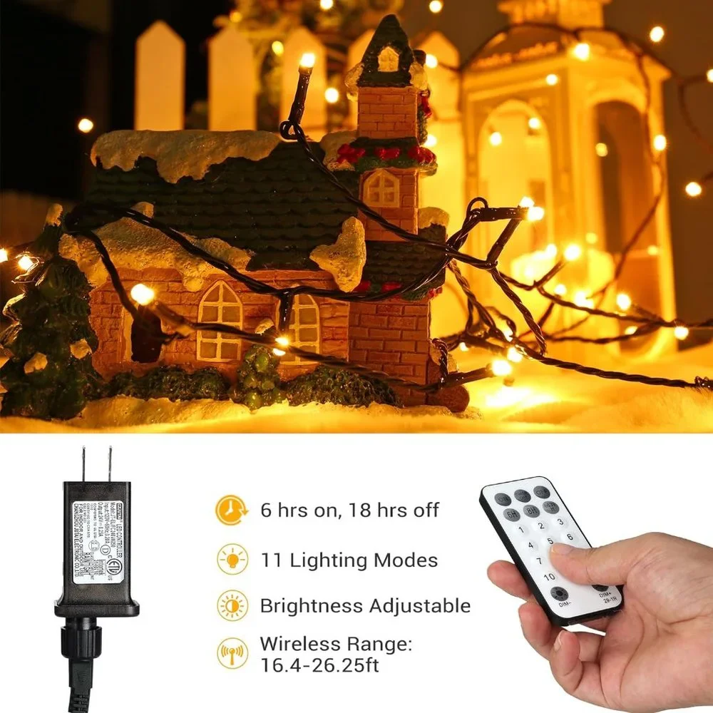 Christmas Lights, 65.67ft 200 LED Color Changing Tree Lights 11-Function Warm Wh